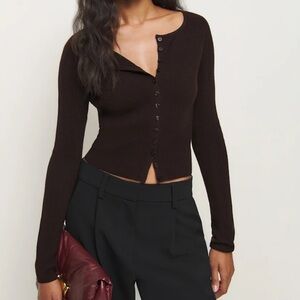 Reformation Meadow Regenerative Merino Cardigan Mole Small